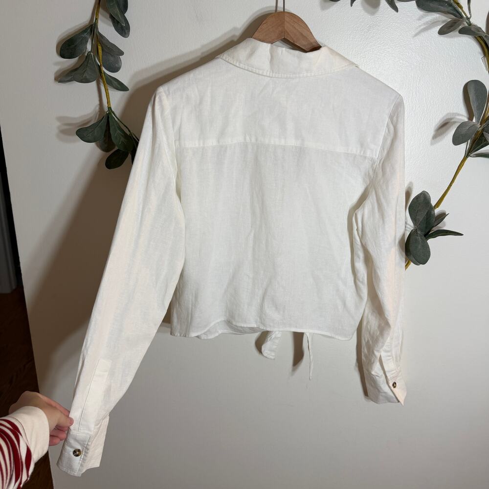 Sanctuary White Linen Tie Front Blouse - Picture 5 of 5